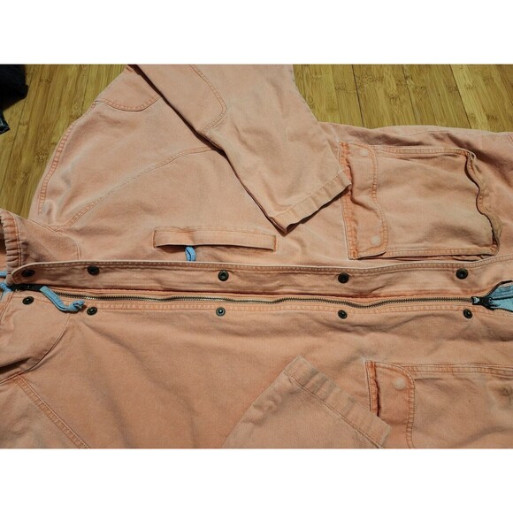 VTG 80s EDDIE BAUER Barn Coat Utility Field Lined Insulated Orange Jacket Mens L - Picture 7 of 11